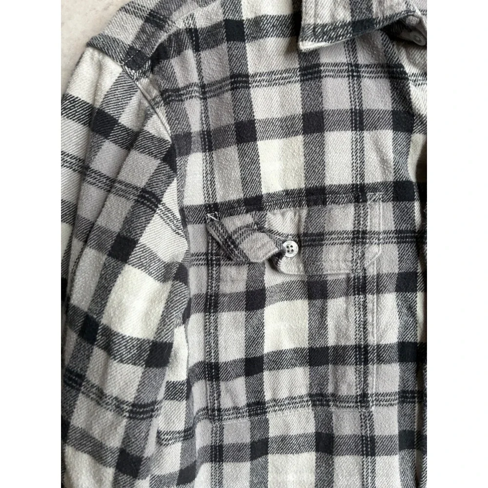 The North Face Mens Plaid Flannel Shirt Grey Black White Long Sleeve S P 6443 NF